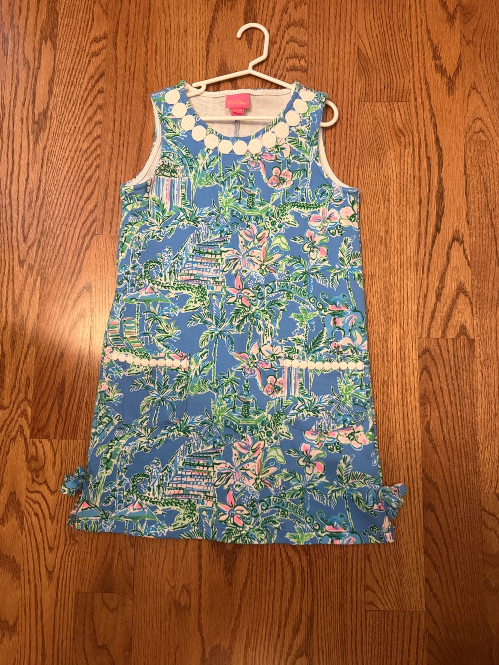 Lilly Pulitzer Blue Floral Shift Dress with Pink and Green Accents